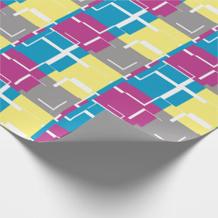 Papier Cadeau COOL Violet Bleu Jaune Gris Motif