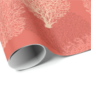 Papier Cadeau Copie de corail de fan, nuances de l'orange de