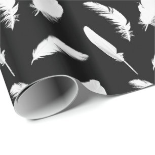 Papier Cadeau Copie de plume blanche sur le noir