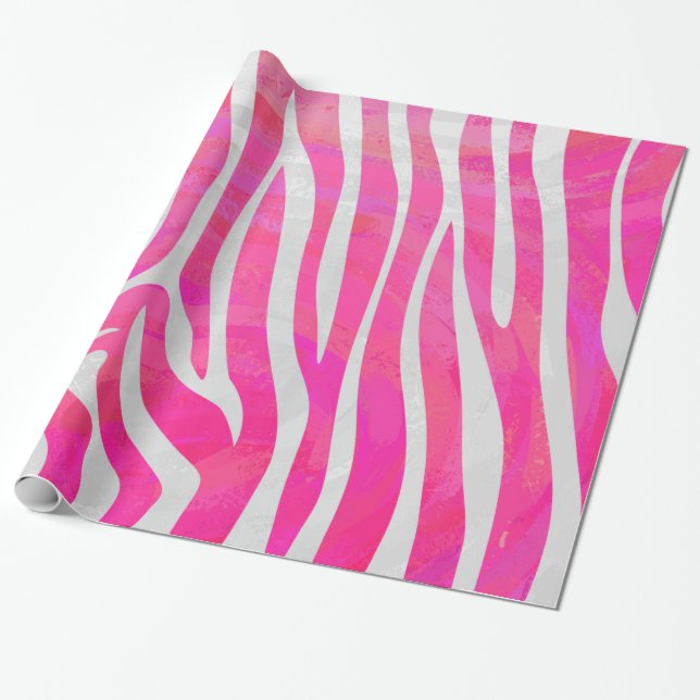 Papier Cadeau Copie de rose indien de zèbre et blanche (Déroulé)