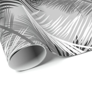 Papier Cadeau Copie en feuille de palmier, gris/gris, noir et