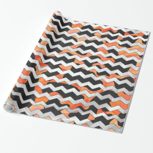 Papier Cadeau Copie noire et orange de vache de Chevron