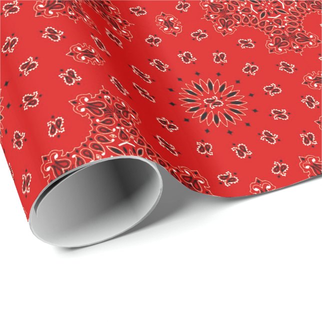 Papier Cadeau Copie occidentale rouge d'écharpe de Bandana de (Coin rond)