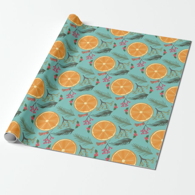 Papier Cadeau Copie orange de guirlande de Noël (Déroulé)