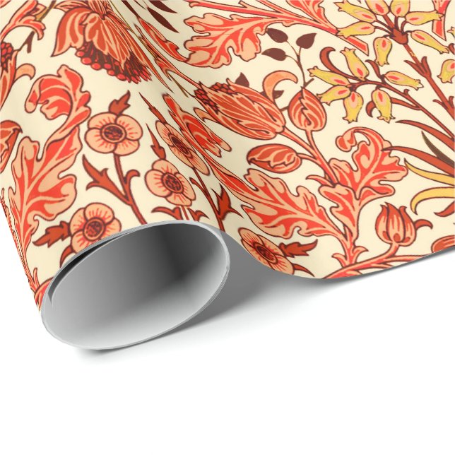 Papier Cadeau Copie, orange et rouille de jacinthe de William (Coin rond)