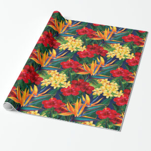 Papier Cadeau Copie sur toute la surface florale hawaïenne de