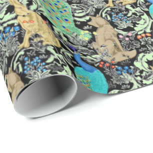 Papier Cadeau Copie, turquoise et neutres de paon de Nouveau