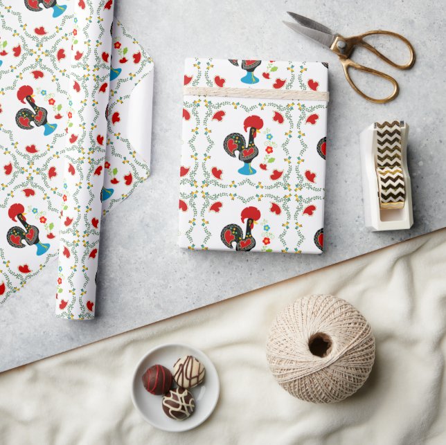 Papier Cadeau Coq traditionnel du Portugal en noir (Artisanat)