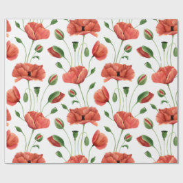 Papier Cadeau Coquelicot Aquarelle Fleur Sauvage