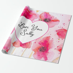 Papier Cadeau Coquelicot Pavot Fleur Floral Aquarelle Femme