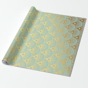 Papier Cadeau Coques de mer géométriques Art déco Monnaie dorée 