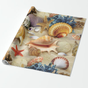 Papier Cadeau Coques de mer sur la plage