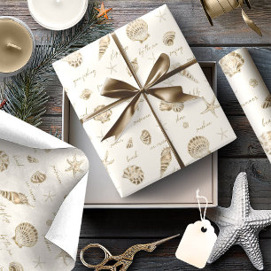 Papier Cadeau Coques Starfish Sun Fun Texte Sandstone ID918