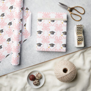 Papier Cadeau Coquette arc rose Graduation