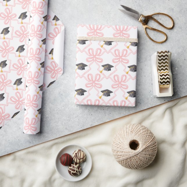 Papier Cadeau Coquette arc rose Graduation (Artisanat)