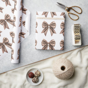 Papier Cadeau Coquette Bow Motif Mocha Brown
