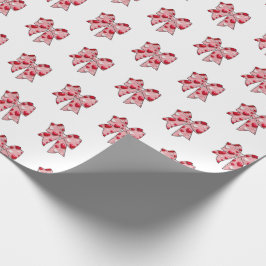 Papier Cadeau Coquette Bow Motif Rose & Blanc Saint Valentin
