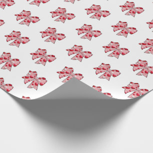 Papier Cadeau Coquette Bow Motif Rose & Blanc Saint Valentin