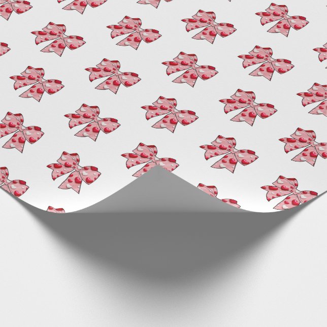 Papier Cadeau Coquette Bow Motif Rose & Blanc Saint Valentin (Coin)