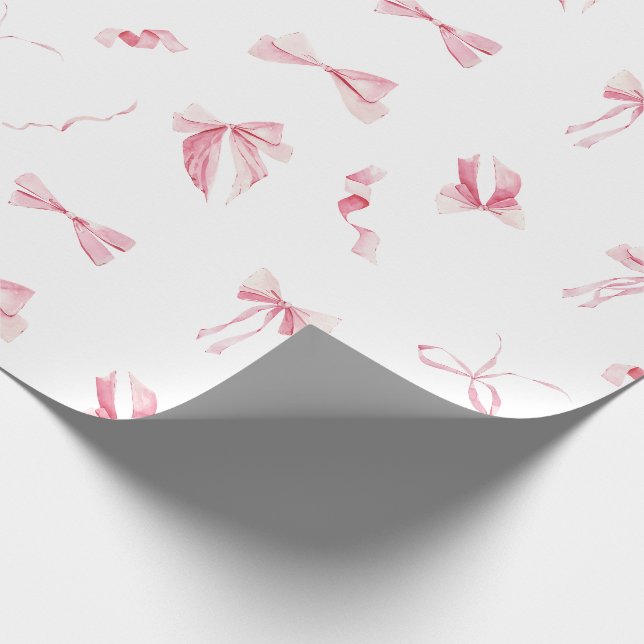 Papier Cadeau Coquette Pink Bows Gift Wrapping Paper Aesthetic (Coin)