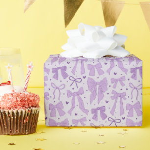 Papier Cadeau Coquette Purple Bows & Coeurs