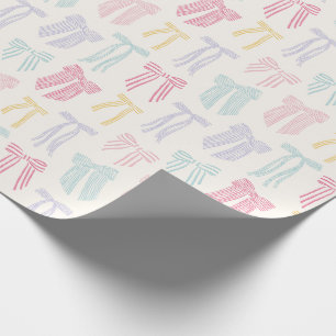 Papier Cadeau Coquette rayée Bows menthe jaune lilas rose
