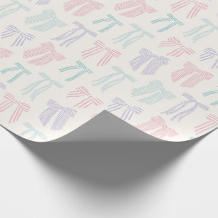 Papier Cadeau Coquette rayée Bows menthe rose lilas
