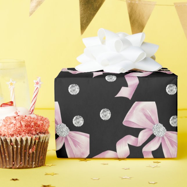 Papier Cadeau Coquette rose étincelle 1ère (Fête d'anniversaire)