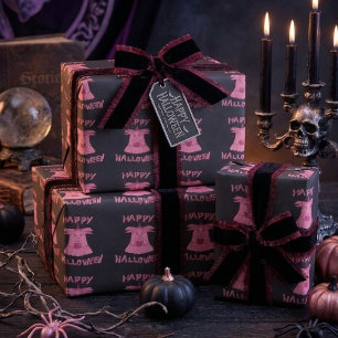 Papier Cadeau Coquette Rose Fantôme Joyeux Halloween Art Numériq