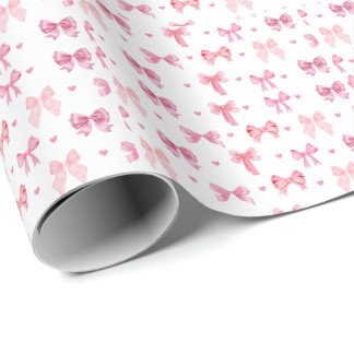 Papier Cadeau Coquette rose Motif mignonne Girl Ruban