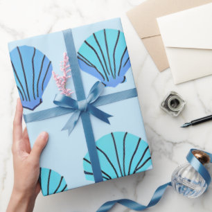 Papier Cadeau Coquillage bleu