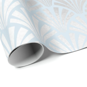 Papier Cadeau Coquillages argentés de gammes de gris de bleus