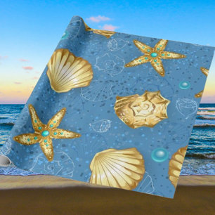 Papier Cadeau Coquillages d'or