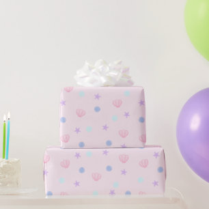 Papier Cadeau Coquillages et perles pastel en rose