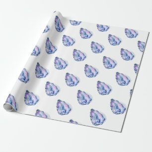 Papier Cadeau Coquille d'huître d'aquarelle avec la perle