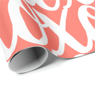 Papier Cadeau Corail et blanc Motif amusant