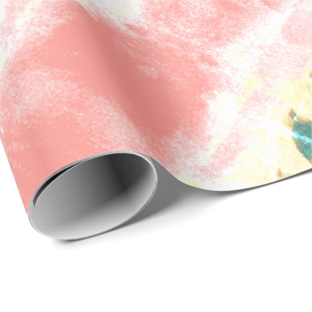 Papier Cadeau Corail Fleuris Joli (Coin rond)