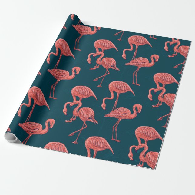 Papier Cadeau Corail vivant modèle flamingo (Déroulé)