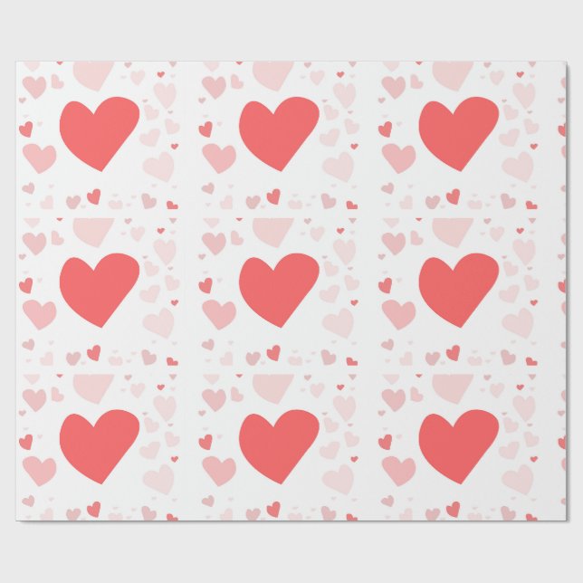 Papier Cadeau Coral and Blush scattered hearts  (Plat)