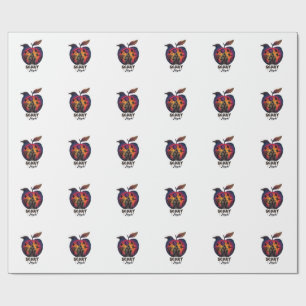 Papier Cadeau Corbeau de nuit effrayant Pomme Château hanté Spoo