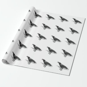 Papier Cadeau Corbeau géométrique Cubiste noir et blanc Triangle