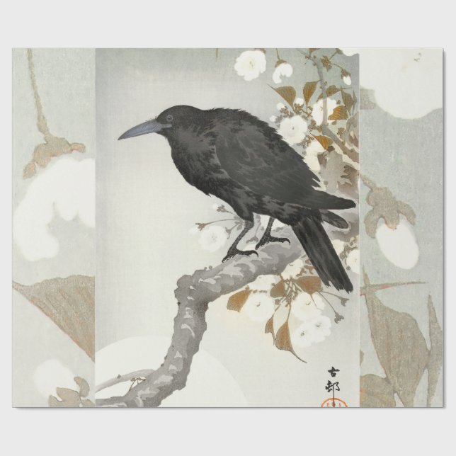 Papier Cadeau Corbeau Raven Koson Oiseau japonais (Plat)