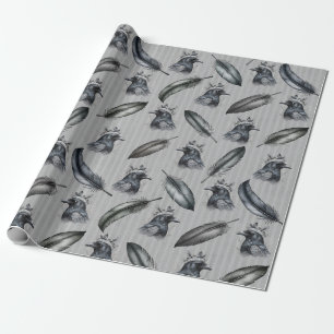 Papier Cadeau Corbeaux de Crow Plumes de Feather