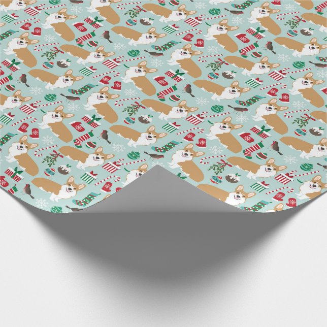 Papier Cadeau corgi noël papier xmas cadeau (Coin)