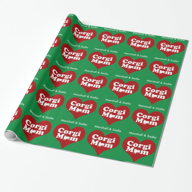 Papier Cadeau Corgi personnalisé Noël maman (Déroulé)