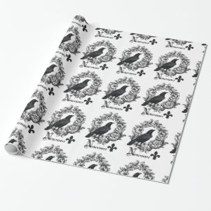 Papier Cadeau corneille noire vintage moderne de Halloween