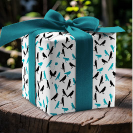 Papier Cadeau Corneilles Noires Et Turquoise