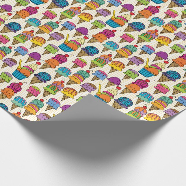 Papier Cadeau Cornets de crème glacée (Coin)