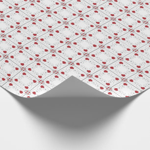 Papier Cadeau CORRESPONDANCES : Valentine Red Heart Wrapper Pape