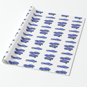 Papier Cadeau Corvette 1970 : Finition bleue :